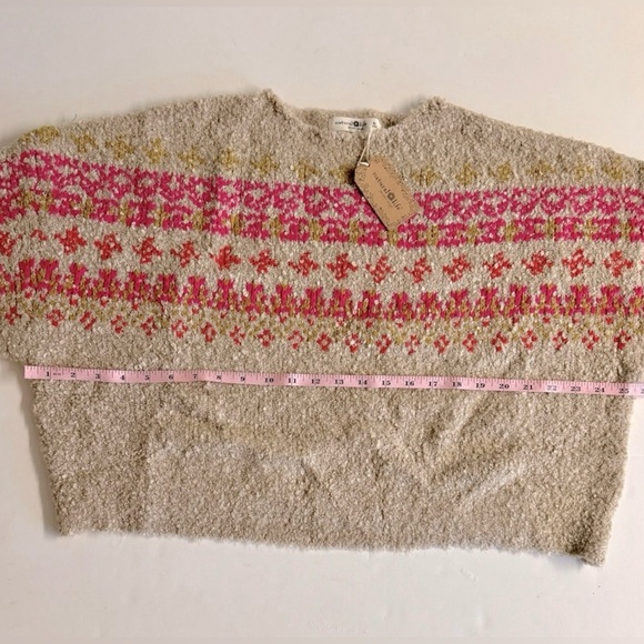 NWT Natural Life Calla Jacquard pullover fairisle tan/pink   wool blend Size XL - Picture 4 of 9